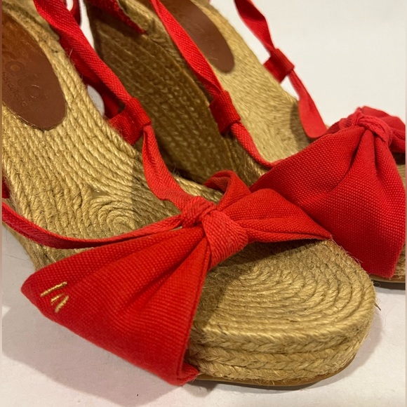 Viscata Barcelona Tamariu Red Canvas Wedge Espadrille Strappy Sandals - Picture 10 of 13